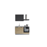 Cozinha com eletrodomésticos GILDA 2.0 150cm esquerda cinza escuro e madeira