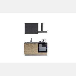 Cozinha com eletrodomésticos GILDA 2.0 150cm esquerda cinza escuro e madeira
