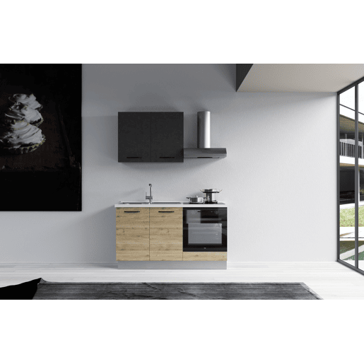 Cozinha com eletrodomésticos GILDA 2.0 150cm esquerda cinza escuro e madeira Cozinha com eletrodomésticos GILDA 2.0 150cm esquerda cinza escuro e madeira