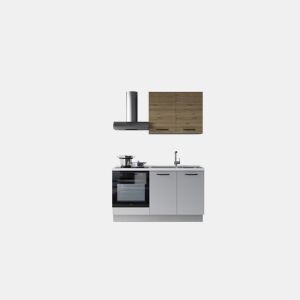 Cozinha com eletrodomésticos GILDA 2.0 150cm direita madeira e cinza claro