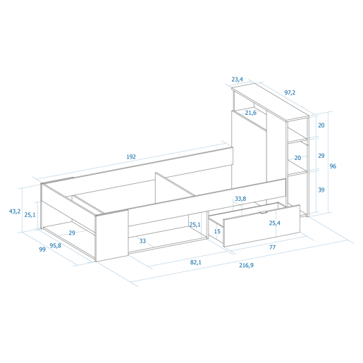 Cama compacta KOMPACT 90x190cm