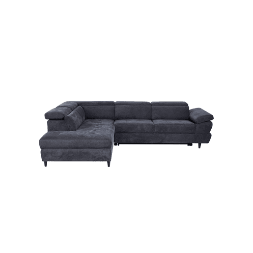 Sofá de canto OMEGA com cama antracite esquerda 4 lugares