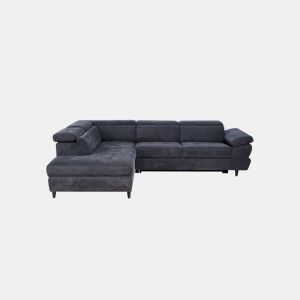 Sofá de canto OMEGA com cama antracite esquerda 4 lugares