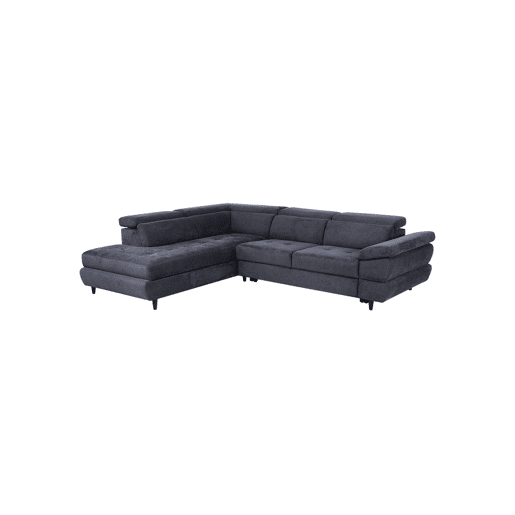 Sofá de canto OMEGA com cama antracite esquerda 4 lugares