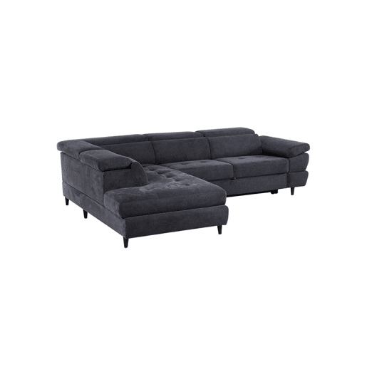 Sofá de canto OMEGA com cama antracite esquerda 4 lugares