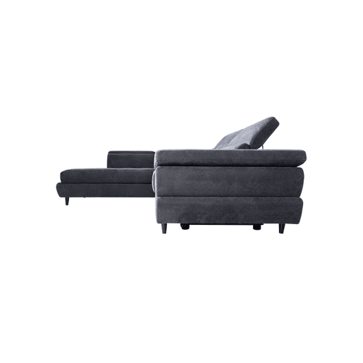 Sofá de canto OMEGA com cama antracite esquerda 4 lugares