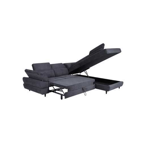 Sofá de canto OMEGA com cama antracite dereita 4 lugares antracite