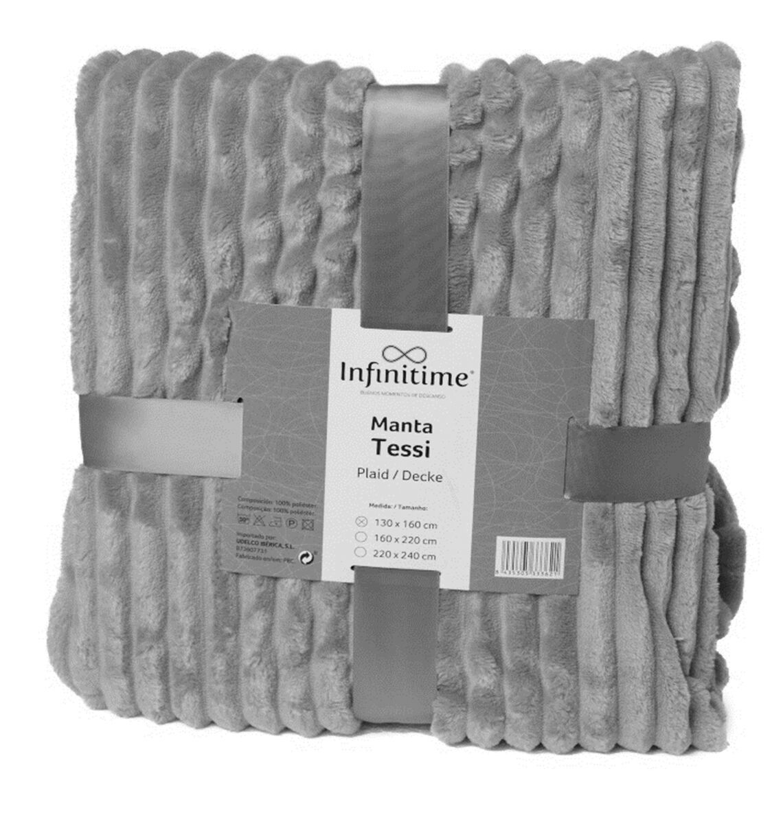Manta poliéster tessi 160x220cm color gris