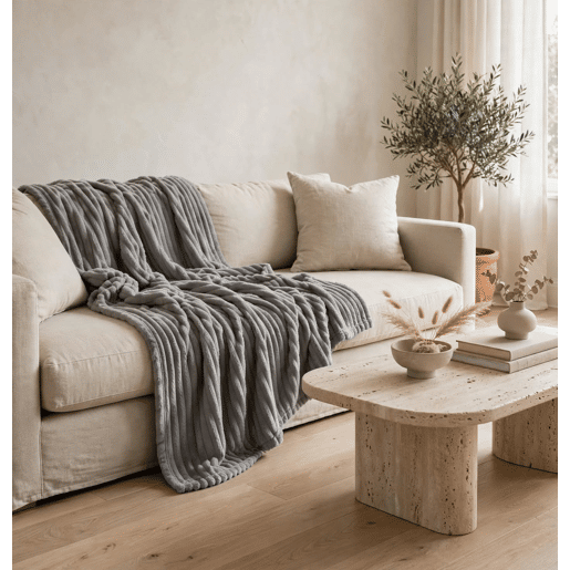Manta poliéster TESSI 220x240cm cor cinza