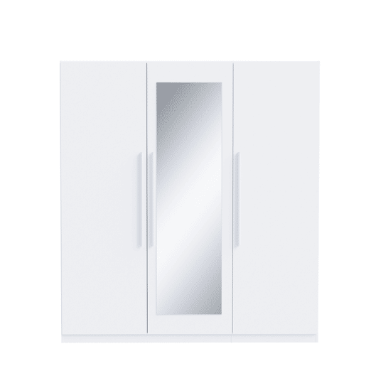Roupeiro HELEN portas batentes com espelho 180x212cm branco