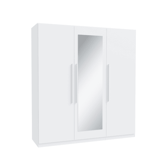Roupeiro HELEN portas batentes com espelho 180x212cm branco