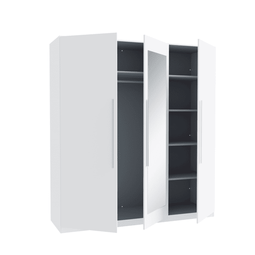 Roupeiro HELEN portas batentes com espelho 180x212cm branco