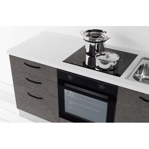 Cozinha com eletrodomésticos GILDA 2.0 180cm direita madeira e cinza escuro