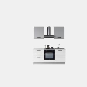 Cozinha com eletrodomésticos GILDA 2.0 180cm direita cinza claro e madeira cinza