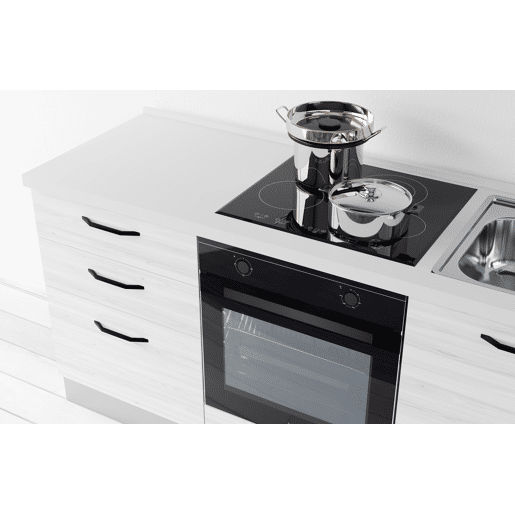 Cozinha com eletrodomésticos GILDA 2.0 180cm direita cinza claro e madeira cinza