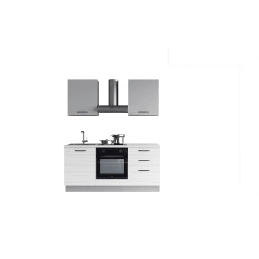 Cozinha com eletrodomésticos GILDA 2.0 180cm esquerda cinza claro e madeira cinza Cozinha com eletrodomésticos GILDA 2.0 180cm esquerda cinza claro e madeira cinza