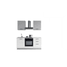 Cozinha com eletrodomésticos GILDA 2.0 180cm esquerda cinza claro e madeira cinza