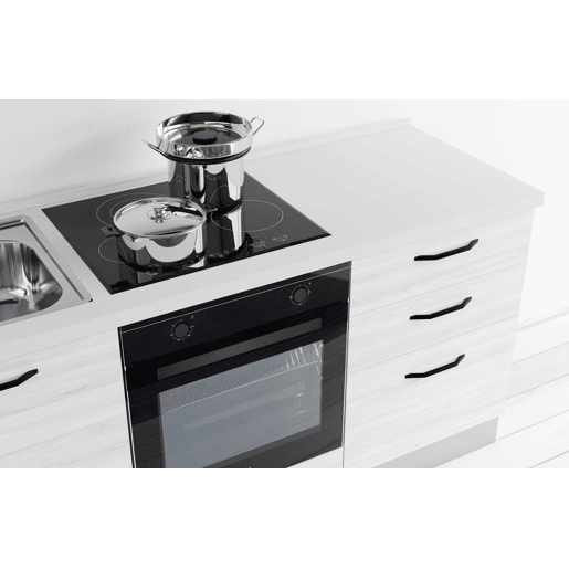 Cozinha com eletrodomésticos GILDA 2.0 180cm esquerda cinza claro e madeira cinza Cozinha com eletrodomésticos GILDA 2.0 180cm esquerda cinza claro e madeira cinza