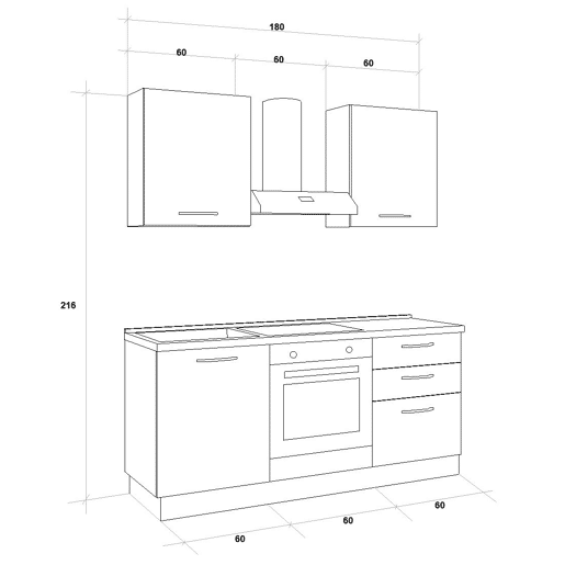 Cozinha com eletrodomésticos GILDA 2.0 180cm esquerda cinza claro e madeira cinza Cozinha com eletrodomésticos GILDA 2.0 180cm esquerda cinza claro e madeira cinza