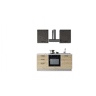 Cozinha com eletrodomésticos GILDA 2.0 180cm direita cinza escuro e madeira