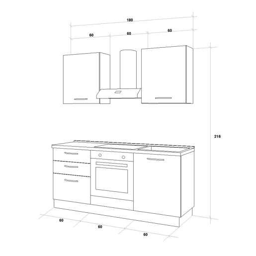 Cozinha com eletrodomésticos GILDA 2.0 180cm direita cinza escuro e madeira