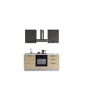 Cozinha com eletrodomésticos GILDA 2.0 180cm esquerda cinza escuro e madeira