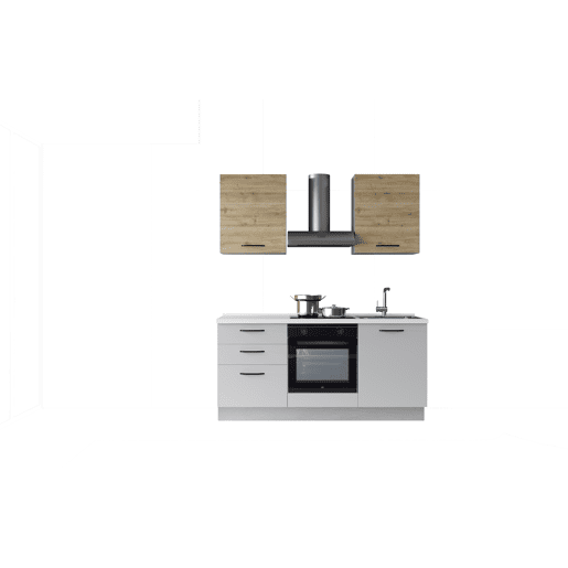 Cozinha com eletrodomésticos GILDA 2.0 180cm direita madeira e cinza claro