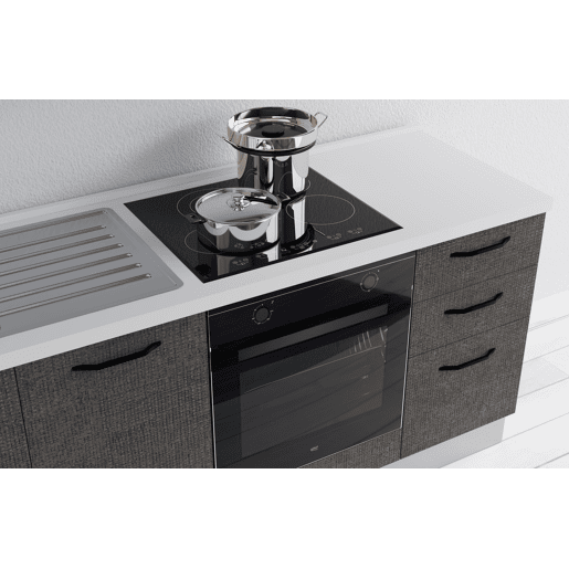 Cozinha com eletrodomésticos GILDA 2.0 195cm esquerda madeira e cinza escuro