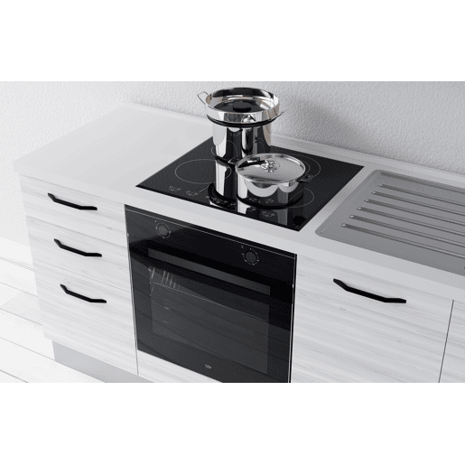 Cozinha com eletrodomésticos GILDA 2.0 195cm direita cinza claro e madeira cinza