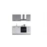 Cozinha com eletrodomésticos GILDA 2.0 195cm esquerda cinza claro e madeira cinza