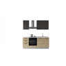 Cozinha com eletrodomésticos GILDA 2.0 195cm direita cinza escuro e madeira