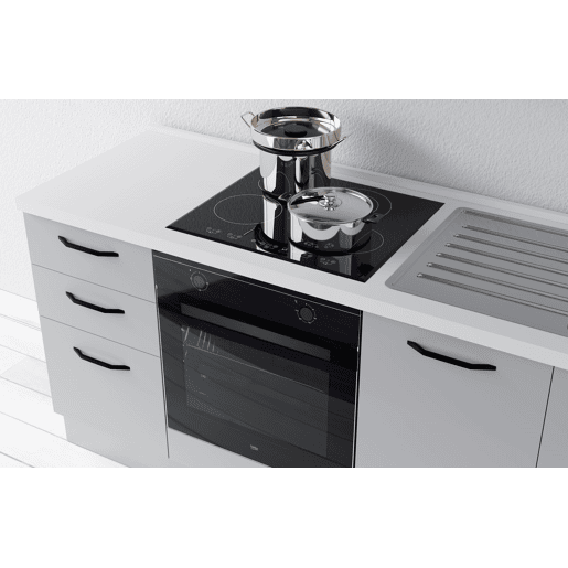 Cozinha com eletrodomésticos GILDA 2.0 195cm direita madeira e cinza claro