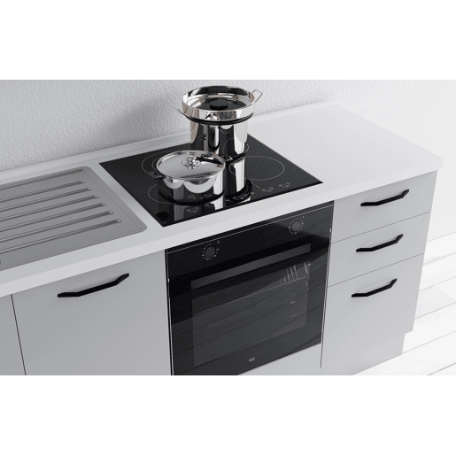 Cozinha com eletrodomésticos GILDA 2.0 195cm esquerda madeira e cinza claro