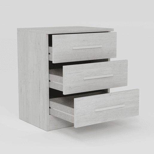 Mesa de cabeceira DREAM 3 gavetas 56x45x36cm cor artic