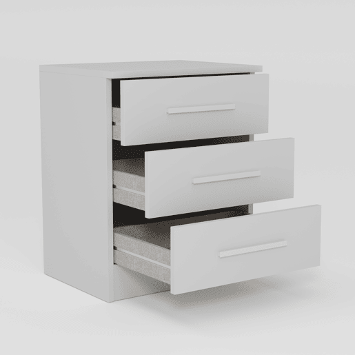 Mesa de cabeceira DREAM 3 gavetas 56x45x36cm branca