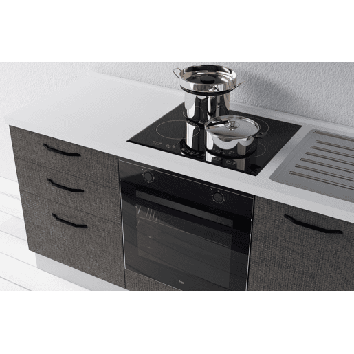 Cozinha com eletrodomésticos GILDA 2.0 210cm direita madeira e cinza escuro