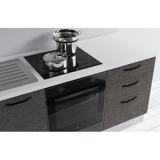Cozinha com eletrodomésticos GILDA 2.0 210cm esquerda madeira e cinza escuro