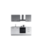 Cozinha com eletrodomésticos GILDA 2.0 210cm esquerda cinza claro e madeira cinza