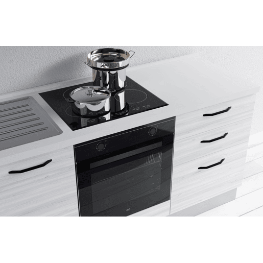 Cozinha com eletrodomésticos GILDA 2.0 210cm esquerda cinza claro e madeira cinza