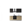 Cozinha com eletrodomésticos GILDA 2.0 210cm direita cinza escuro e madeira