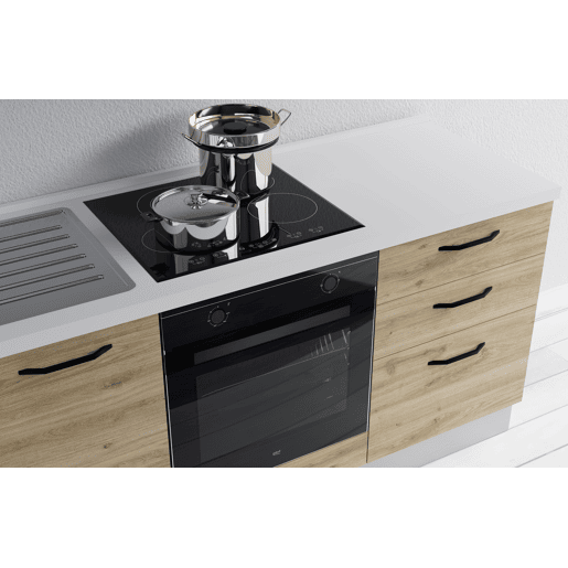 Cozinha com eletrodomésticos GILDA 2.0 210cm esquerda cinza escuro e madeira Cozinha com eletrodomésticos GILDA 2.0 210cm esquerda cinza escuro e madeira