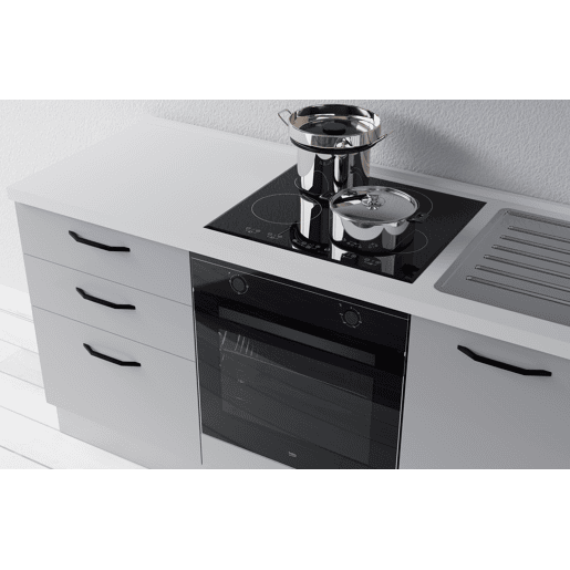 Cozinha com eletrodomésticos GILDA 2.0 210cm direita madeira e cinza claro