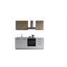 Cozinha com eletrodomésticos GILDA 2.0 210cm esquerda madeira e cinza claro