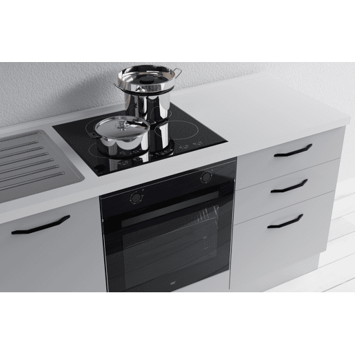Cozinha com eletrodomésticos GILDA 2.0 210cm esquerda madeira e cinza claro