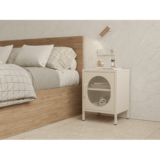Mesa de cabeceira DIORA 60x40x35cm 1 porta creme