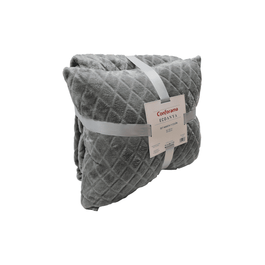 Manta 120x150cm e almofada 45x45cm GIA cor cinza