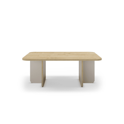 Mesa de centro retangular HILLARY em carvalho e creme