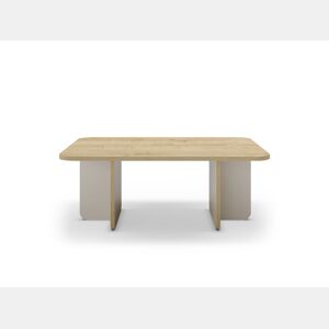 Mesa de centro retangular HILLARY em carvalho e creme