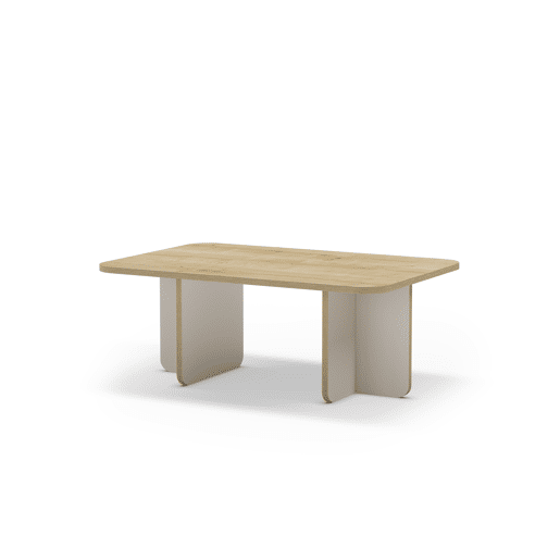 Mesa de centro retangular HILLARY em carvalho e creme