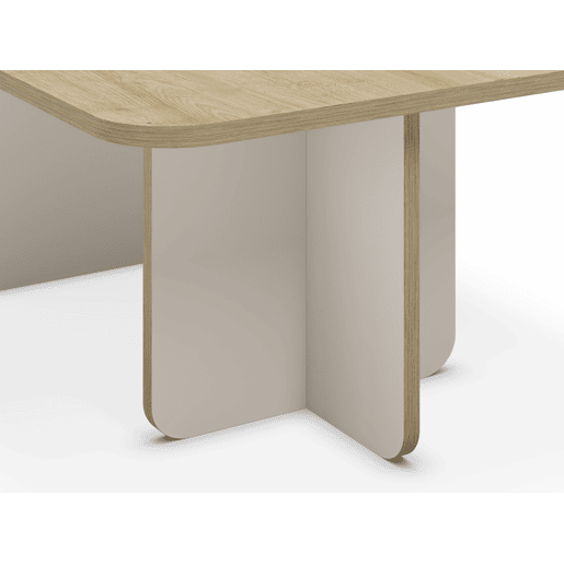 Mesa de centro retangular HILLARY em carvalho e creme